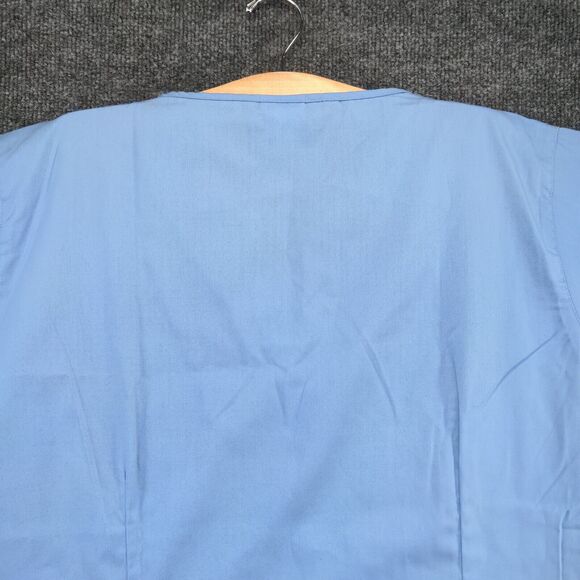 Walgreens Women's Scrub Top Blue Large Short Sleeve Front Pocket Poly Blend - Picture 6 of 13